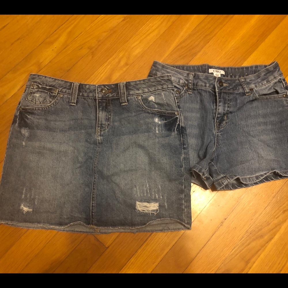 Denim shirts and skirt sz 6